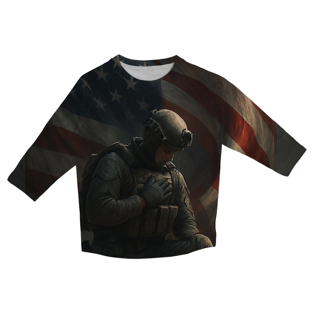 Oath Above The Stormlit Flag stylish quarter sleeve tops