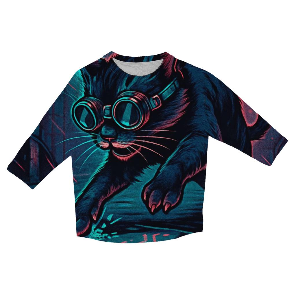 Neon Alley Gearhead Cat designer 3/4 sleeve blouses