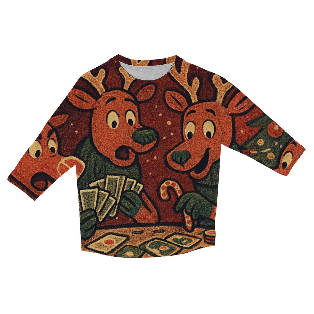Reindeer Card Game Cabin Chaos stylish quarter sleeve tops