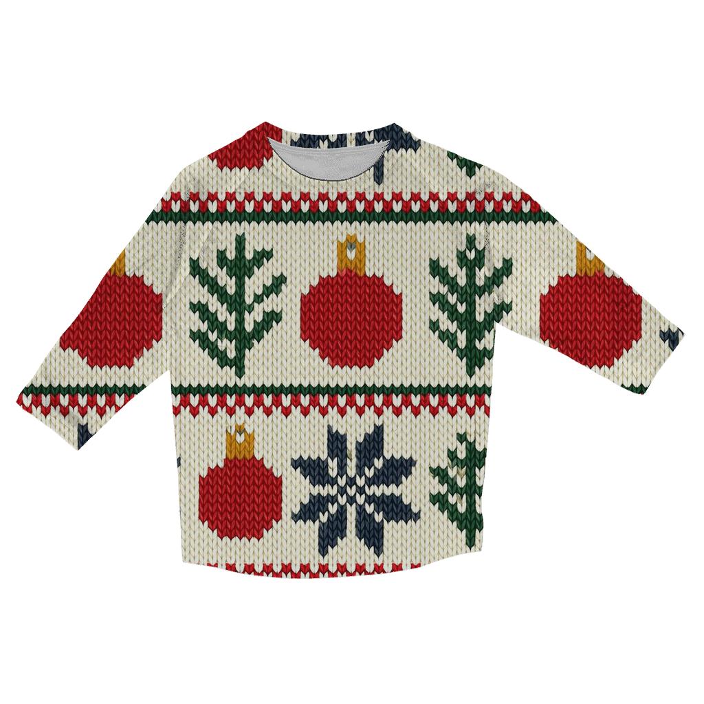 Nordic Snowflake And Ornament Fair Isle Grid On Cream White Background cotton quarter sleeve shirts