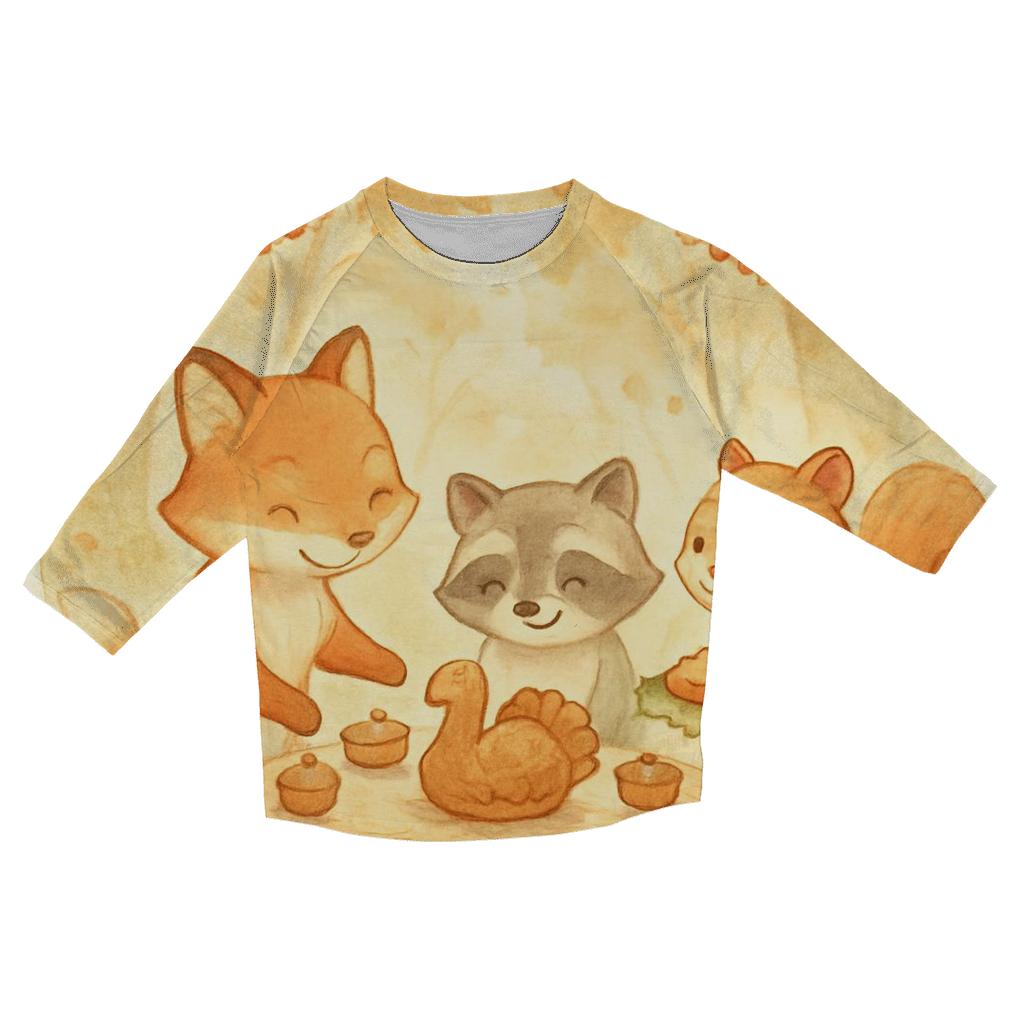Autumn Wildlife Feast Circle stylish quarter sleeve tops