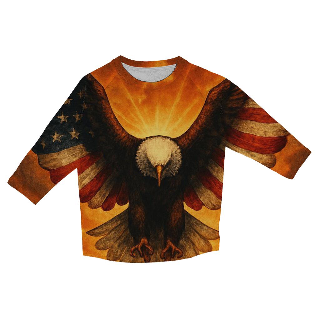 Eagle Sentinel With Burning Horizon Flag personalized 3/4 sleeve tees