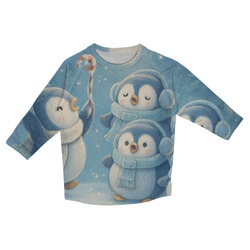 Penguin Choir On Icicle Stage casual three quarter sleeve shirts