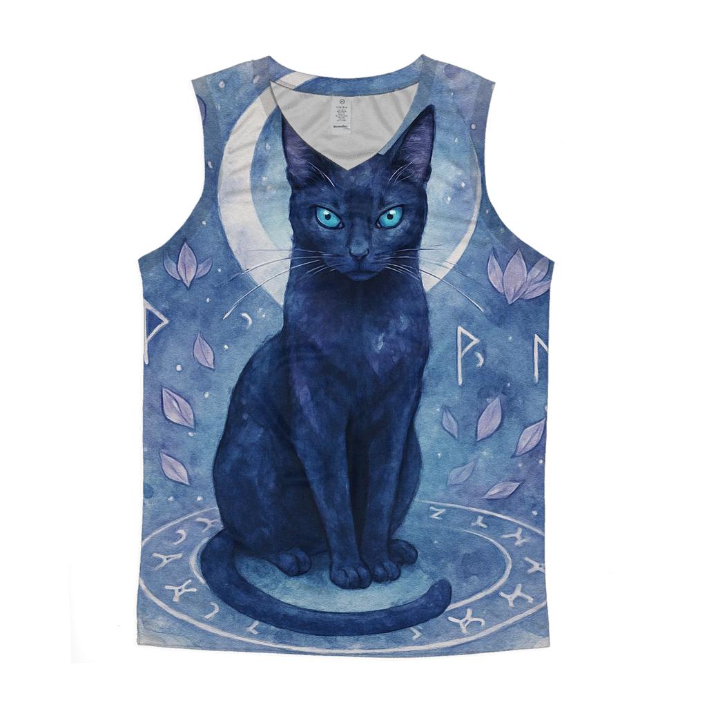 Moonlit Rune Guardian Cat trendy fitted tank tops