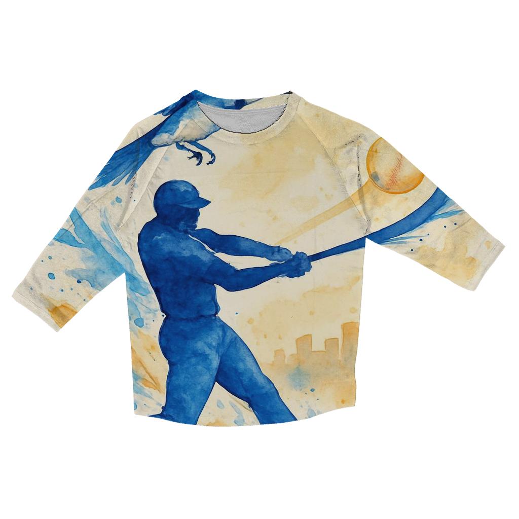 Skyline Swing In Blue Jays Spirit casual three quarter sleeve shirts