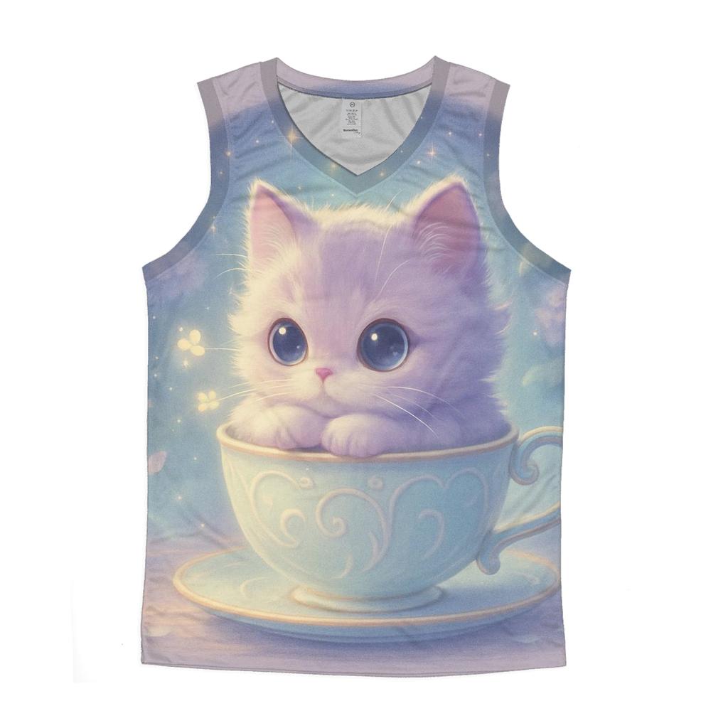 Moonlit Teacup Kitten Reverie sports performance tank tops