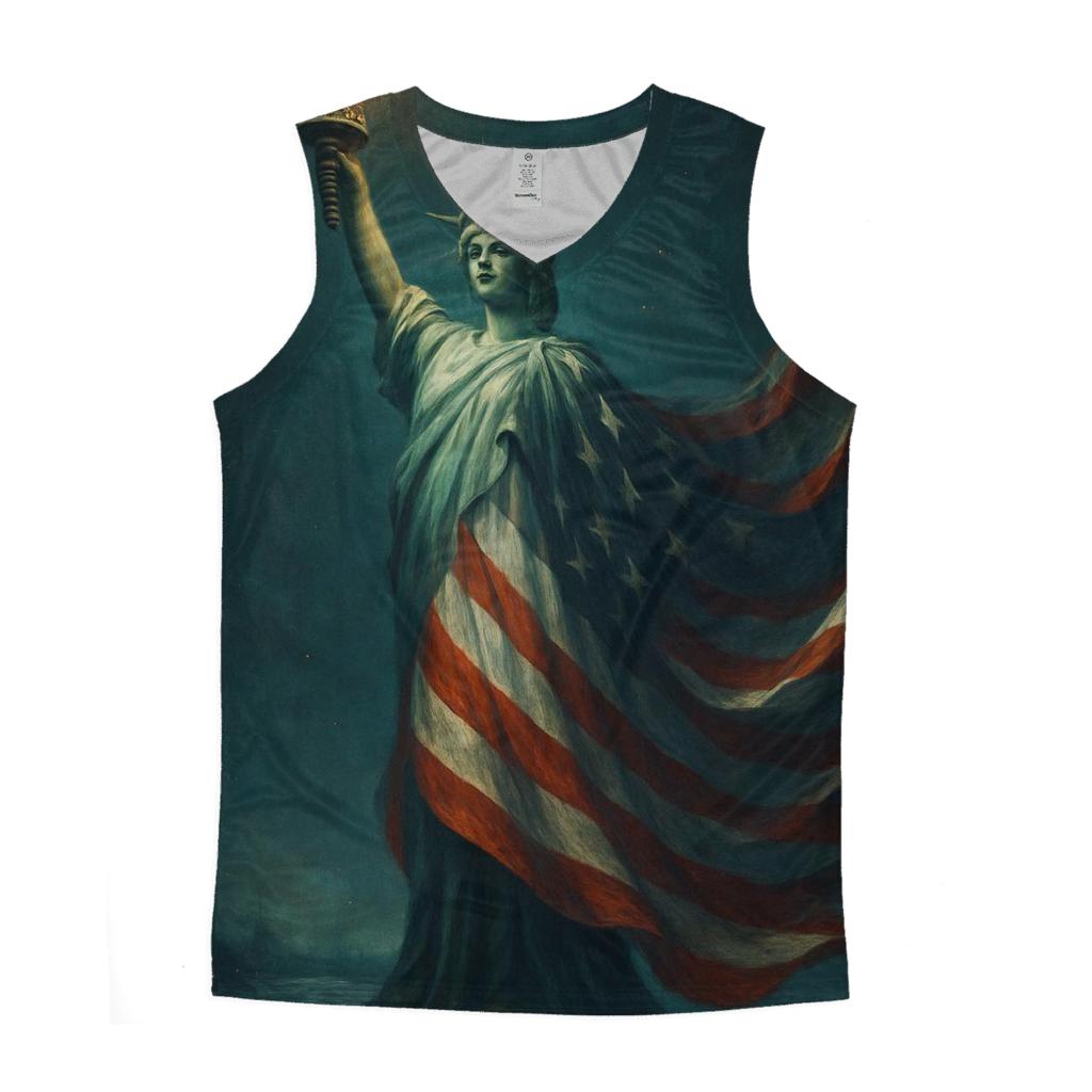 Liberty Lantern In Midnight Harbor graphic print tank tops