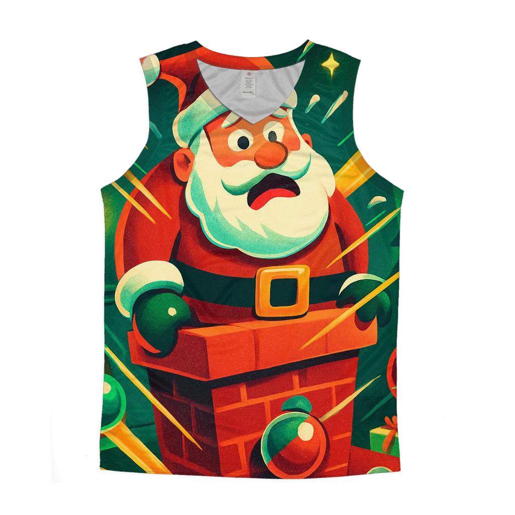 Santa Stuck Chimney Peppermint Pinball casual summer tank tops