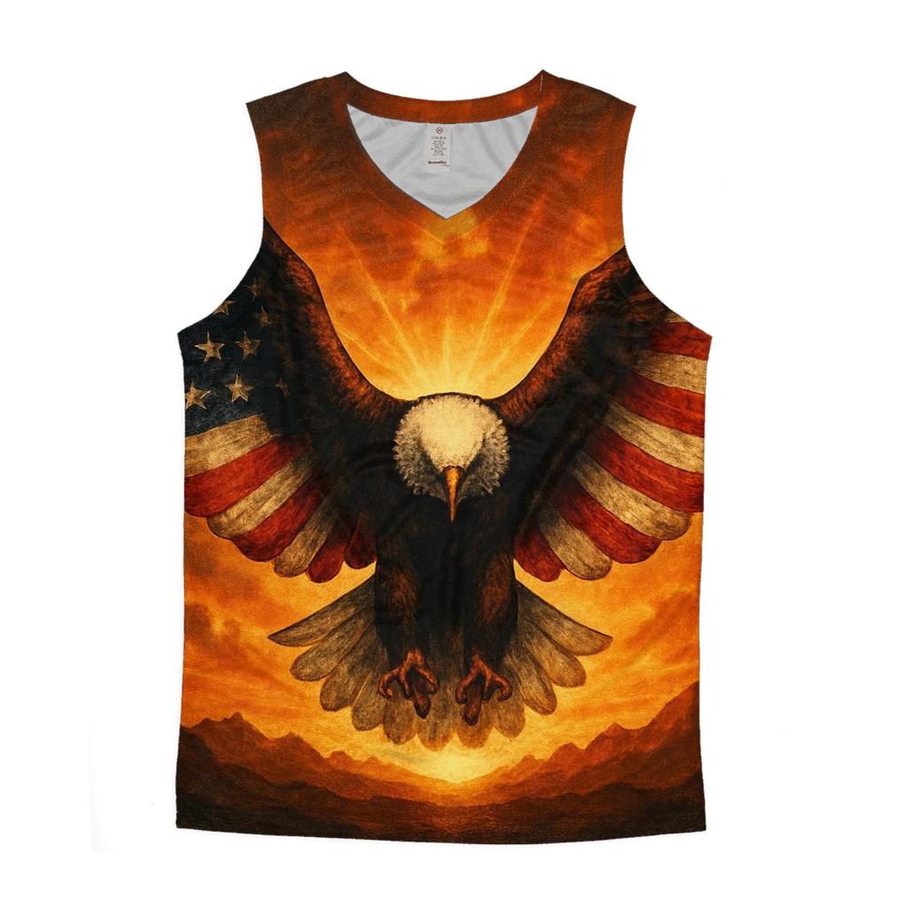 Eagle Sentinel With Burning Horizon Flag custom tank tops