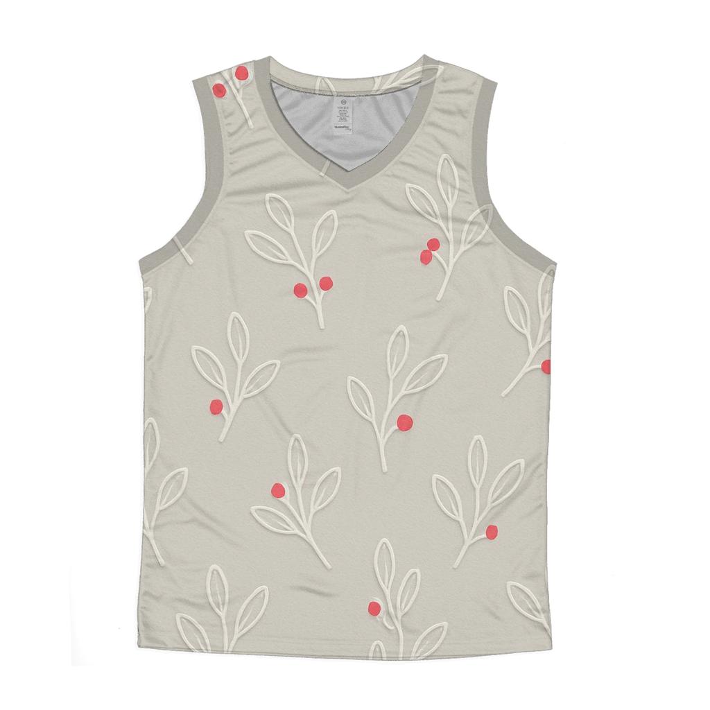 Minimal Mistletoe Emboss Scatter On Warm Light Gray Background custom tank tops