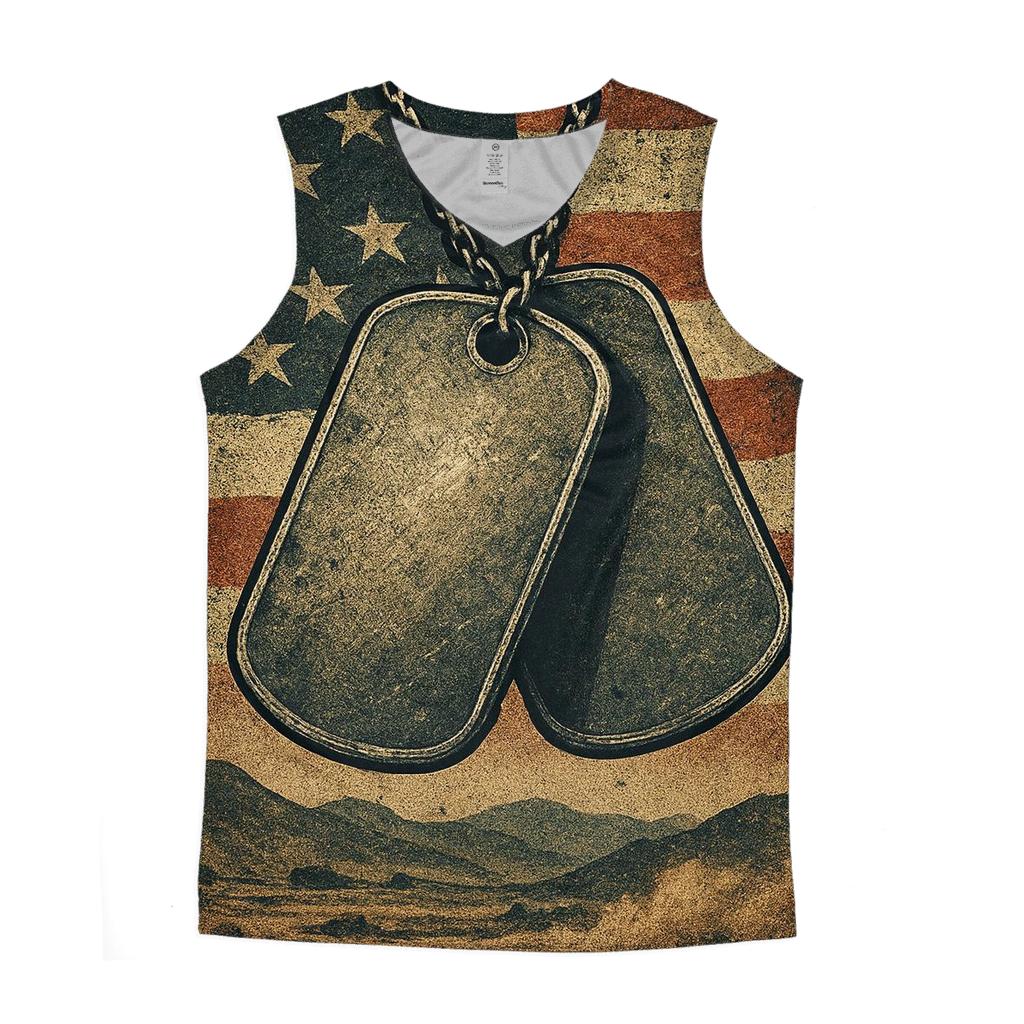 Dog Tags In The Red White And Blue Dust casual summer tank tops
