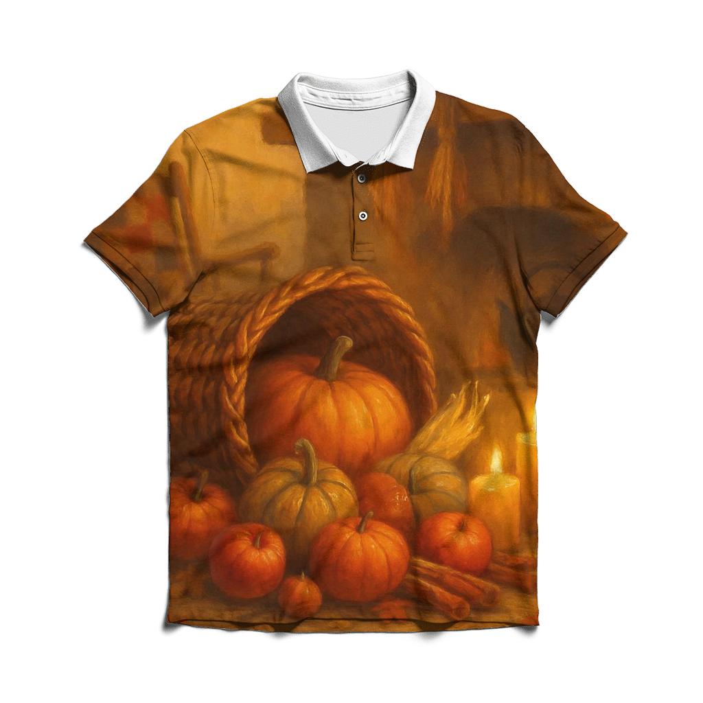 Candlelit Cornucopia Hearth personalized polo shirts