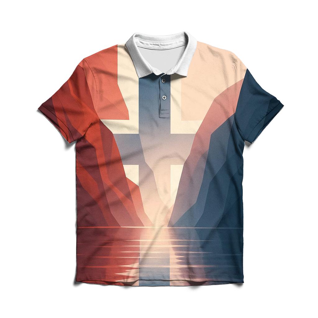 Aurora Geometry Norway premium cotton polo shirts