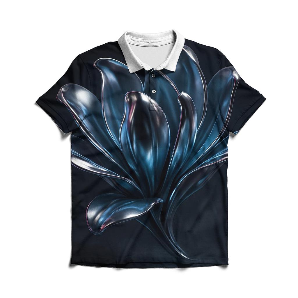 Chrome Bloom Nebula Sculpture branded logo polo shirts