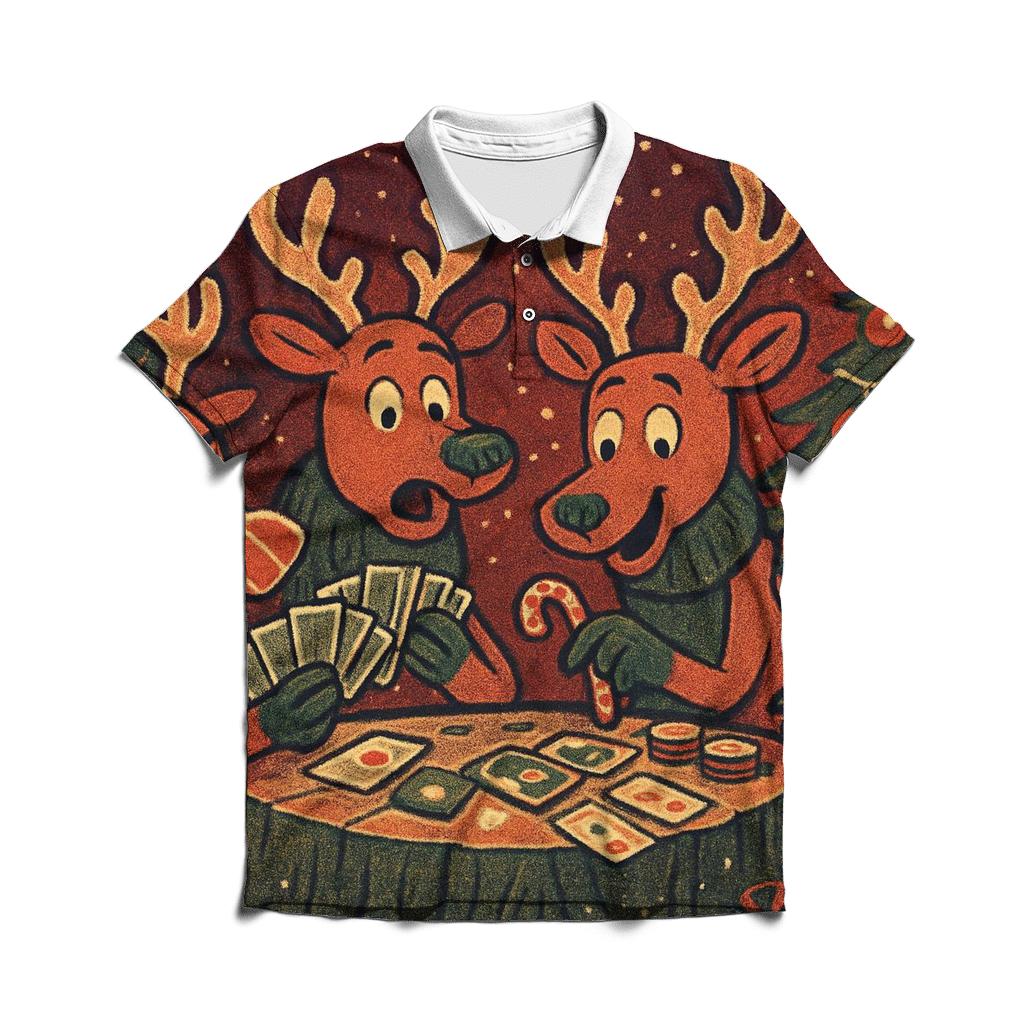 Reindeer Card Game Cabin Chaos casual sports polo shirts