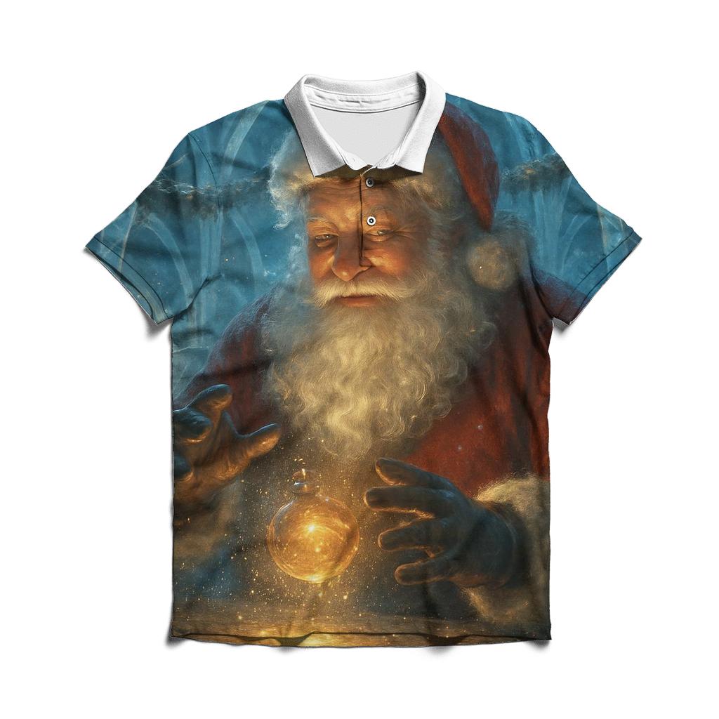Crystal Workshop Santa And The Stardust Toy Forge embroidered polo tops