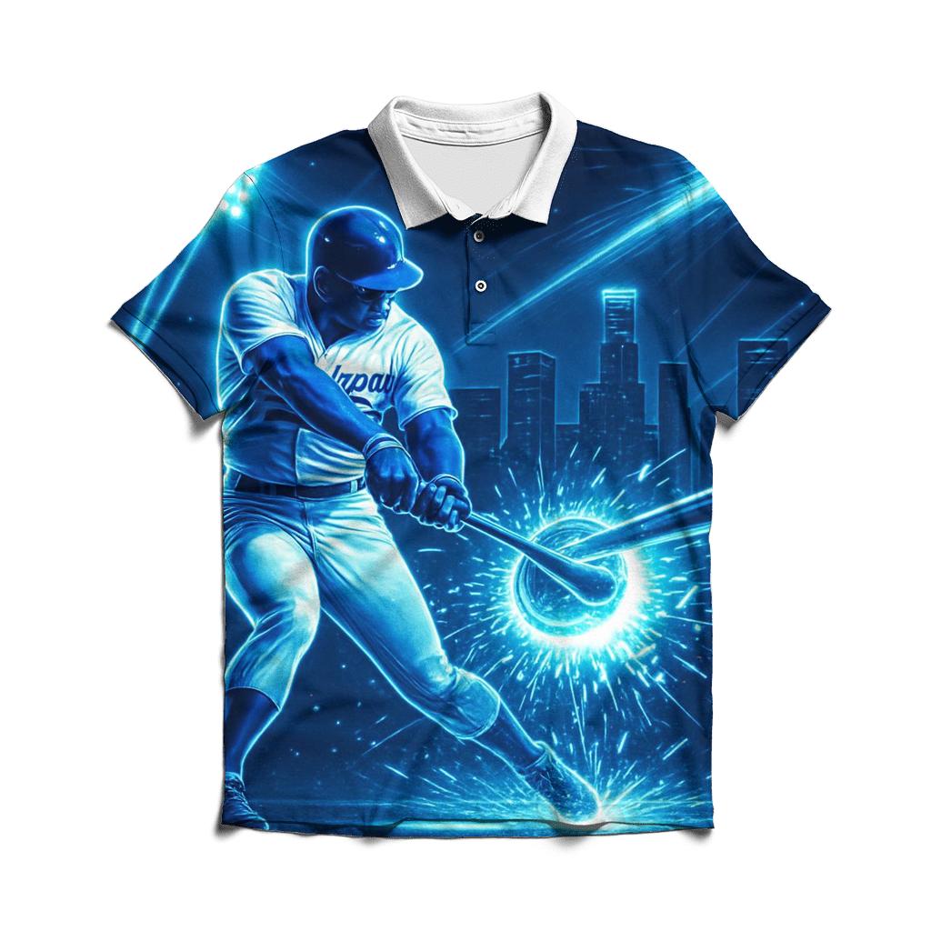 Neon Bat Spark Impact In The Night Skyline branded logo polo shirts