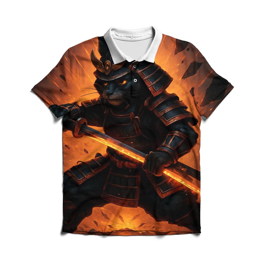 Volcanic Glass Samurai Cat classic pique polos