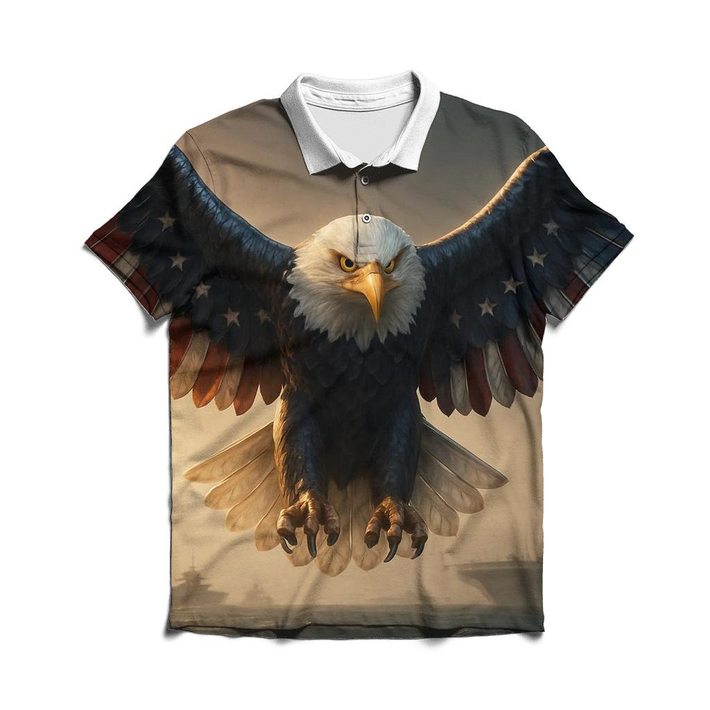 Eagle Of Steel Over The Harbor Of Light premium cotton polo shirts