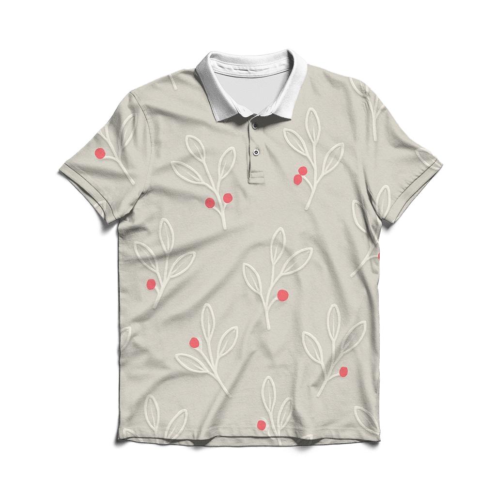 Minimal Mistletoe Emboss Scatter On Warm Light Gray Background casual sports polo shirts