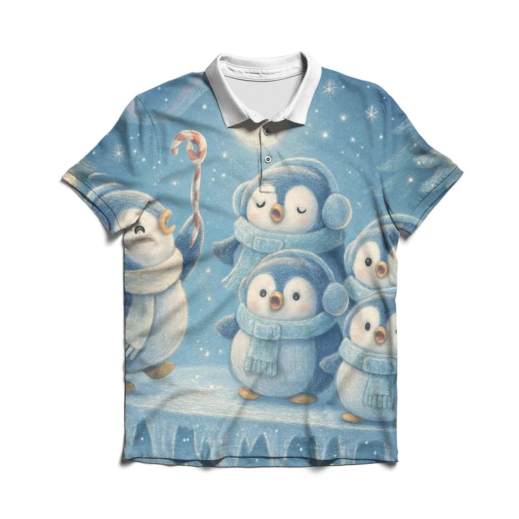 Penguin Choir On Icicle Stage stylish collar polo tees