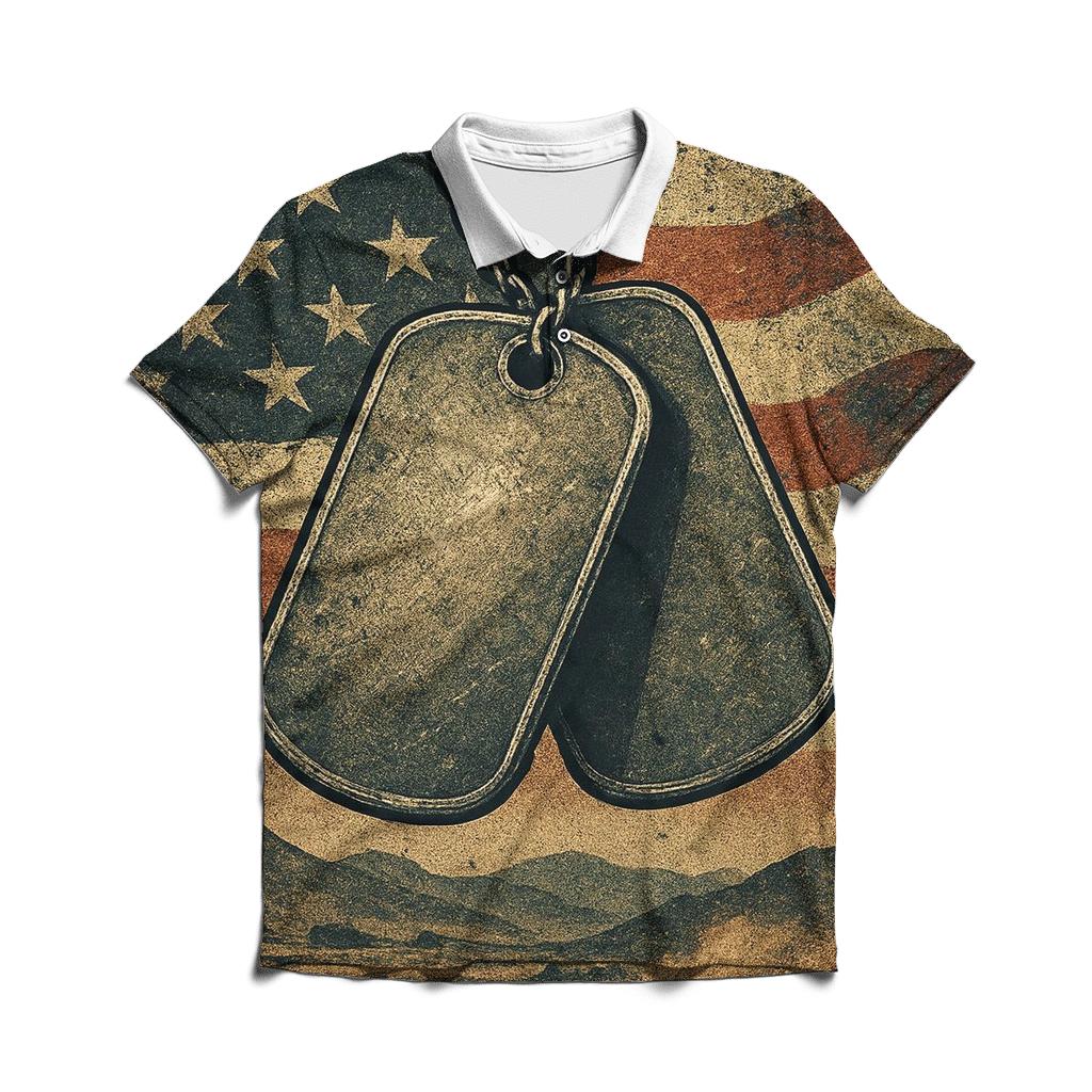 Dog Tags In The Red White And Blue Dust designer slim fit polos