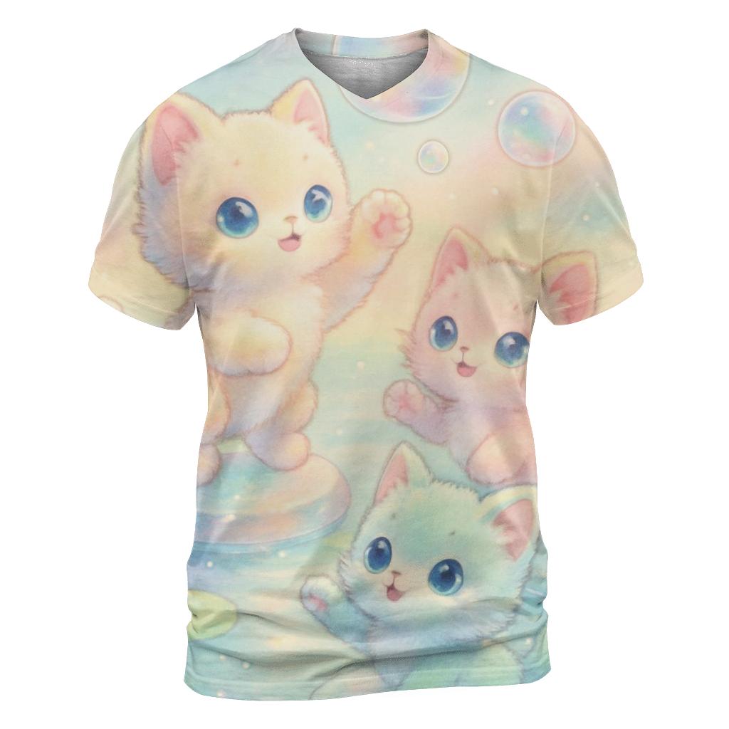 Crystal Lagoon Kittens Bubble Dance vibrant all-over design tees