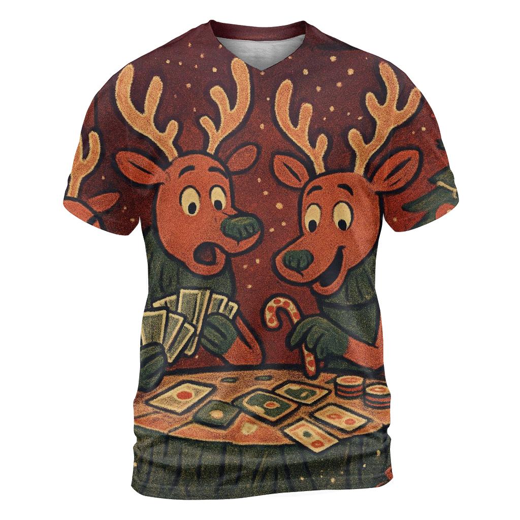 Reindeer Card Game Cabin Chaos custom all-over print shirts
