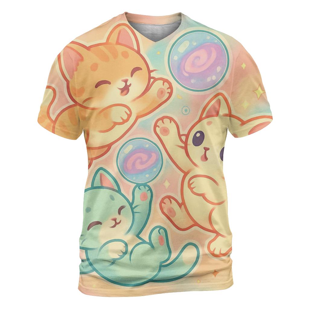 Candy Cloud Kittens In Bubble Orbit unique graphic print tees