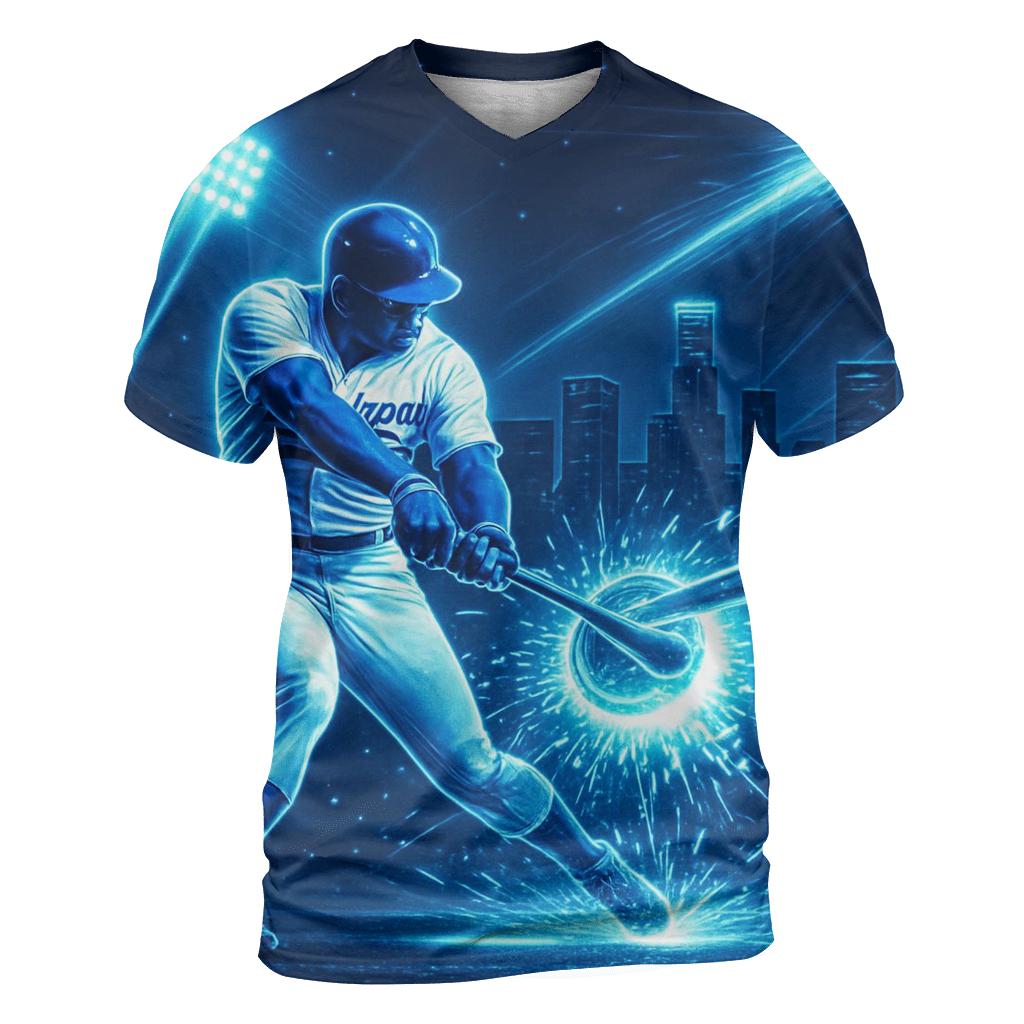 Neon Bat Spark Impact In The Night Skyline creative print fashion shirts