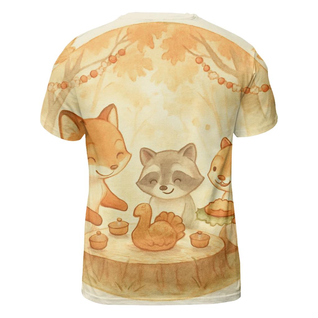 Autumn Wildlife Feast Circle designer pattern shirts