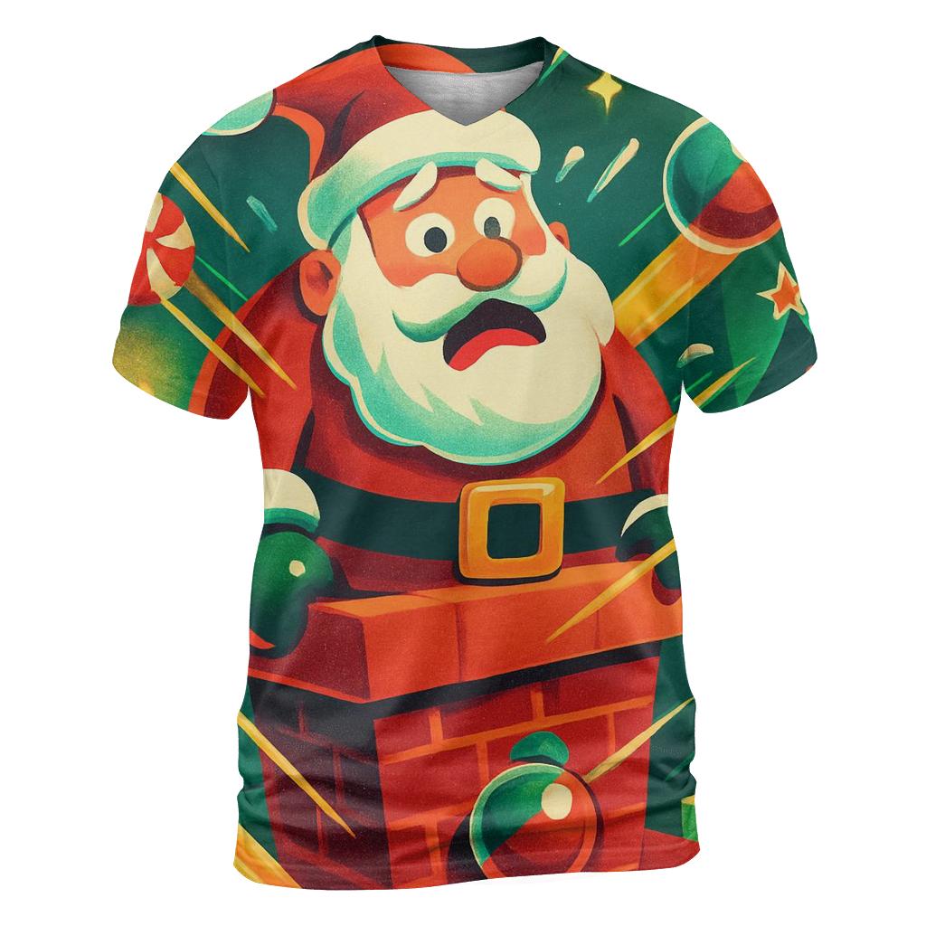Santa Stuck Chimney Peppermint Pinball designer pattern shirts