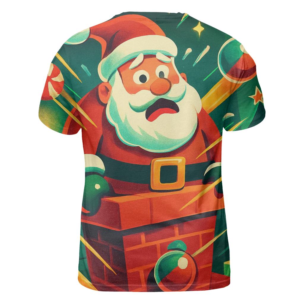 Santa Stuck Chimney Peppermint Pinball designer pattern shirts