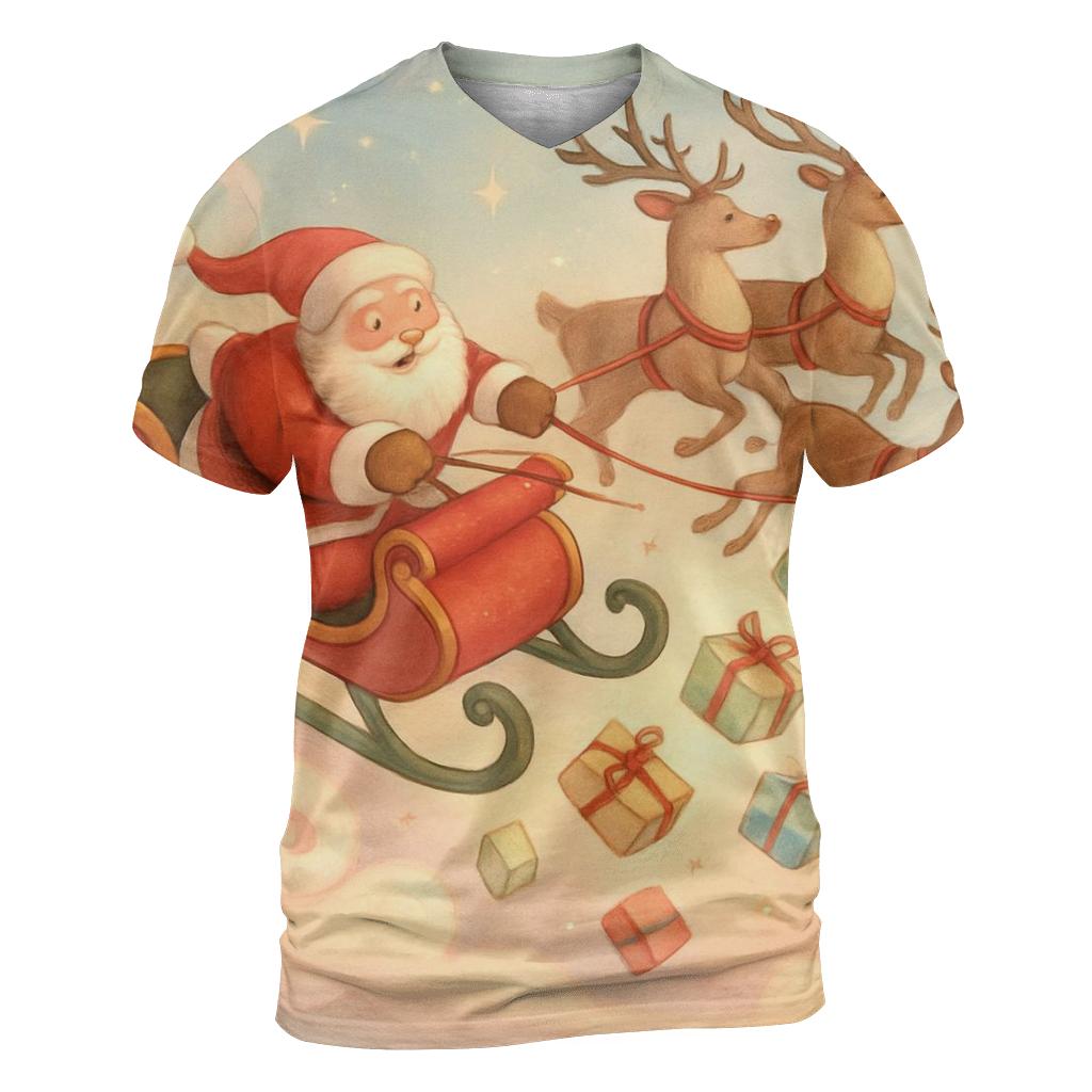 Storybook Sleigh Dive Through Candy Cloud Skies designer pattern shirts