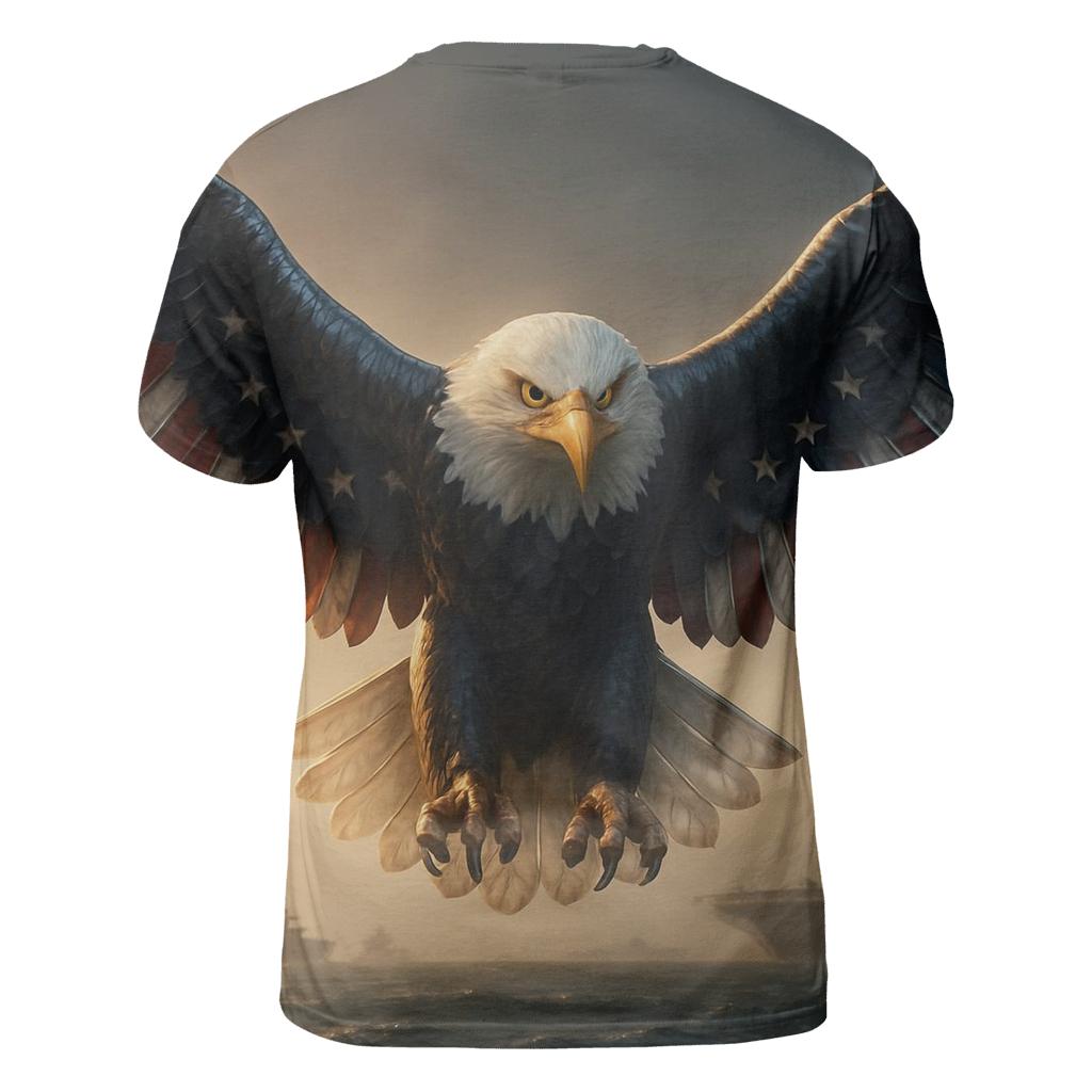 Eagle Of Steel Over The Harbor Of Light vibrant all-over design tees