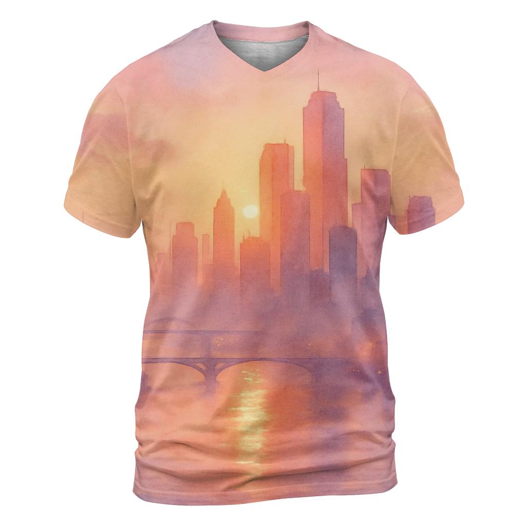 Orchid Skyline Afterglow River designer pattern shirts