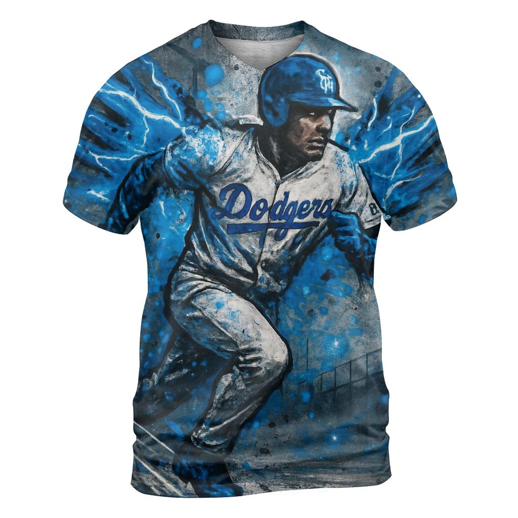 Graffiti Winged Runner Through Blue Lightning Basepaths creative print fashion shirts