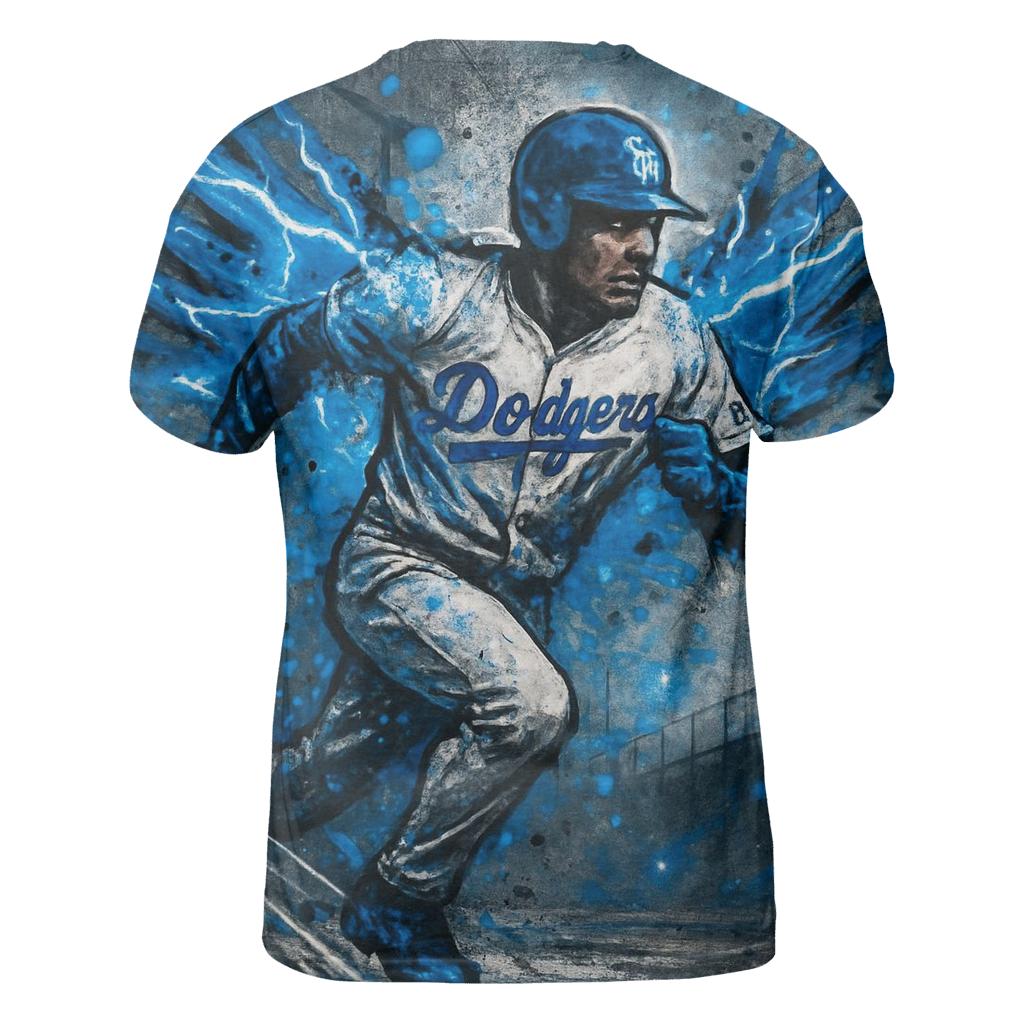 Graffiti Winged Runner Through Blue Lightning Basepaths creative print fashion shirts