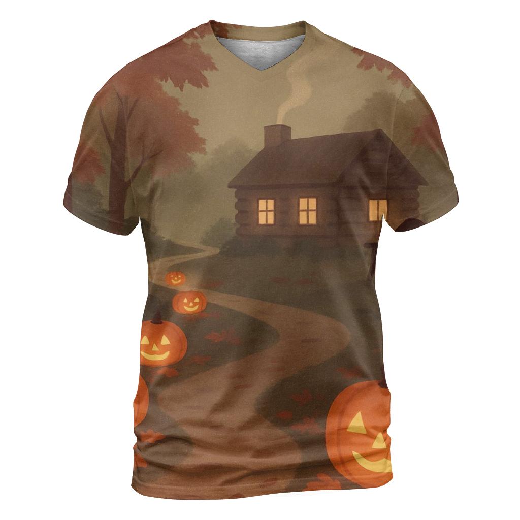 Harvest Lantern Path To Cozy Cabin unique graphic print tees