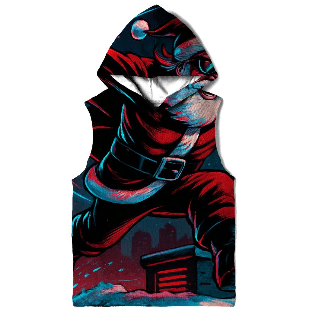 Neon Midnight Santa On The Rooftop Run heavyweight hoodies