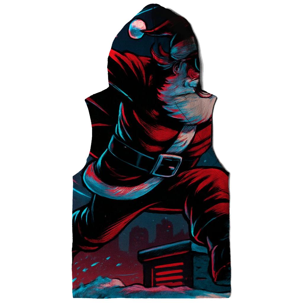 Neon Midnight Santa On The Rooftop Run heavyweight hoodies