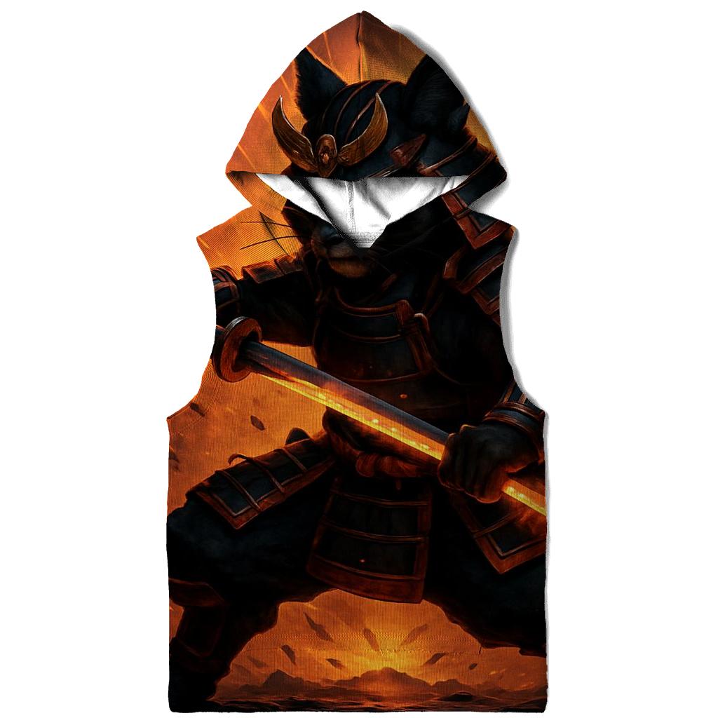 Volcanic Glass Samurai Cat zip-up hoodies