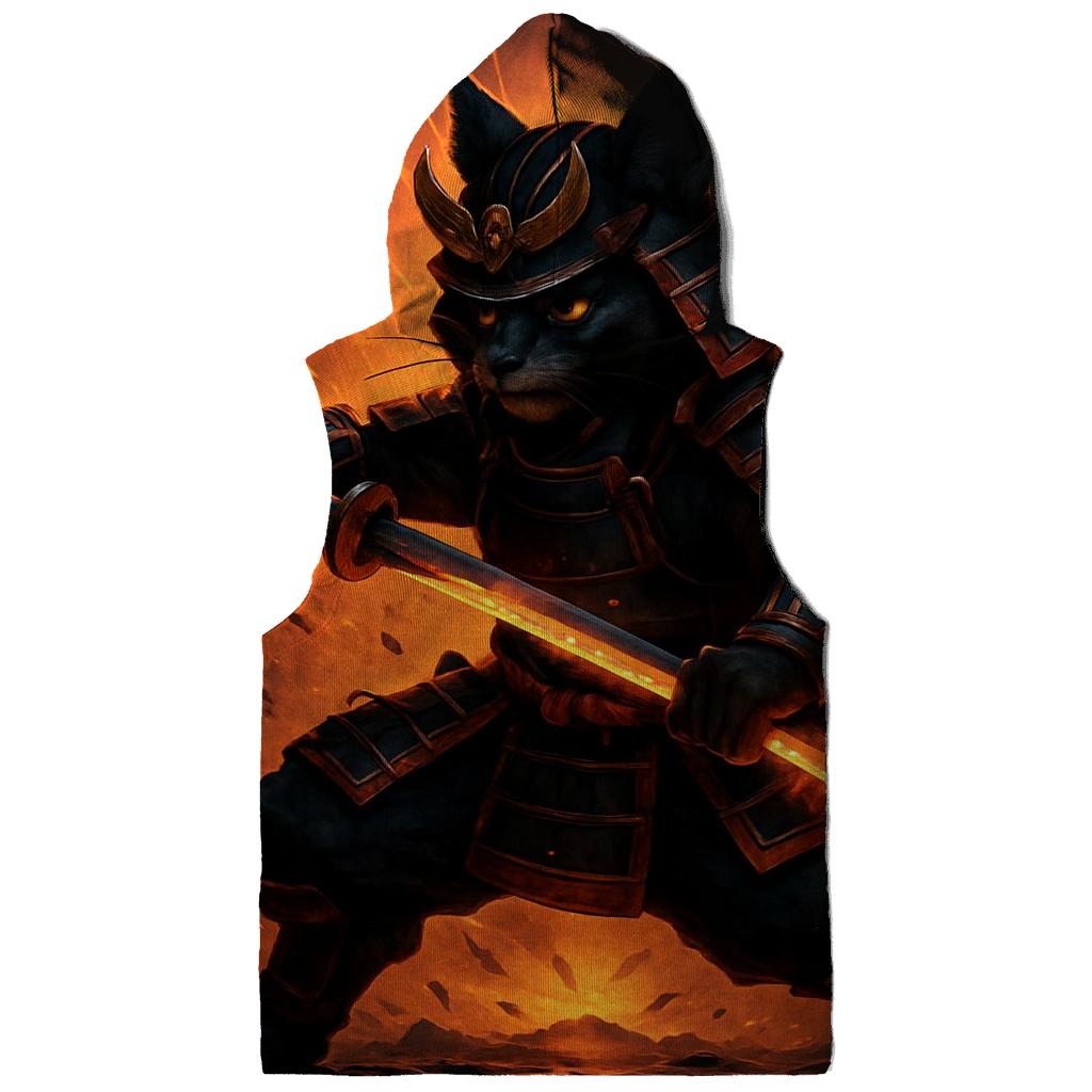 Volcanic Glass Samurai Cat zip-up hoodies