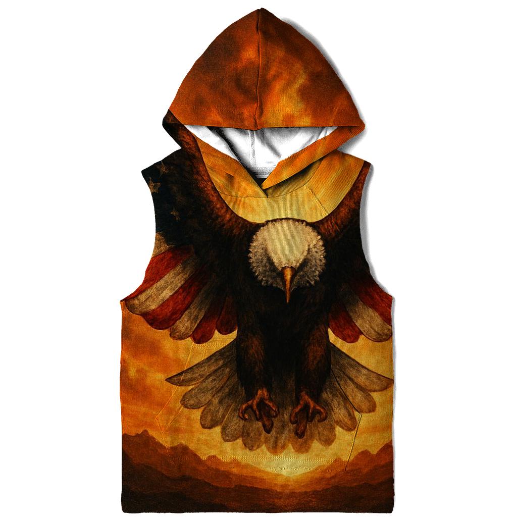 Eagle Sentinel With Burning Horizon Flag printed hoodies