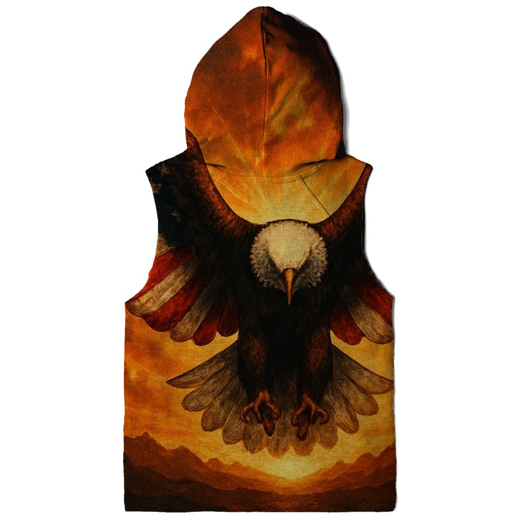 Eagle Sentinel With Burning Horizon Flag printed hoodies