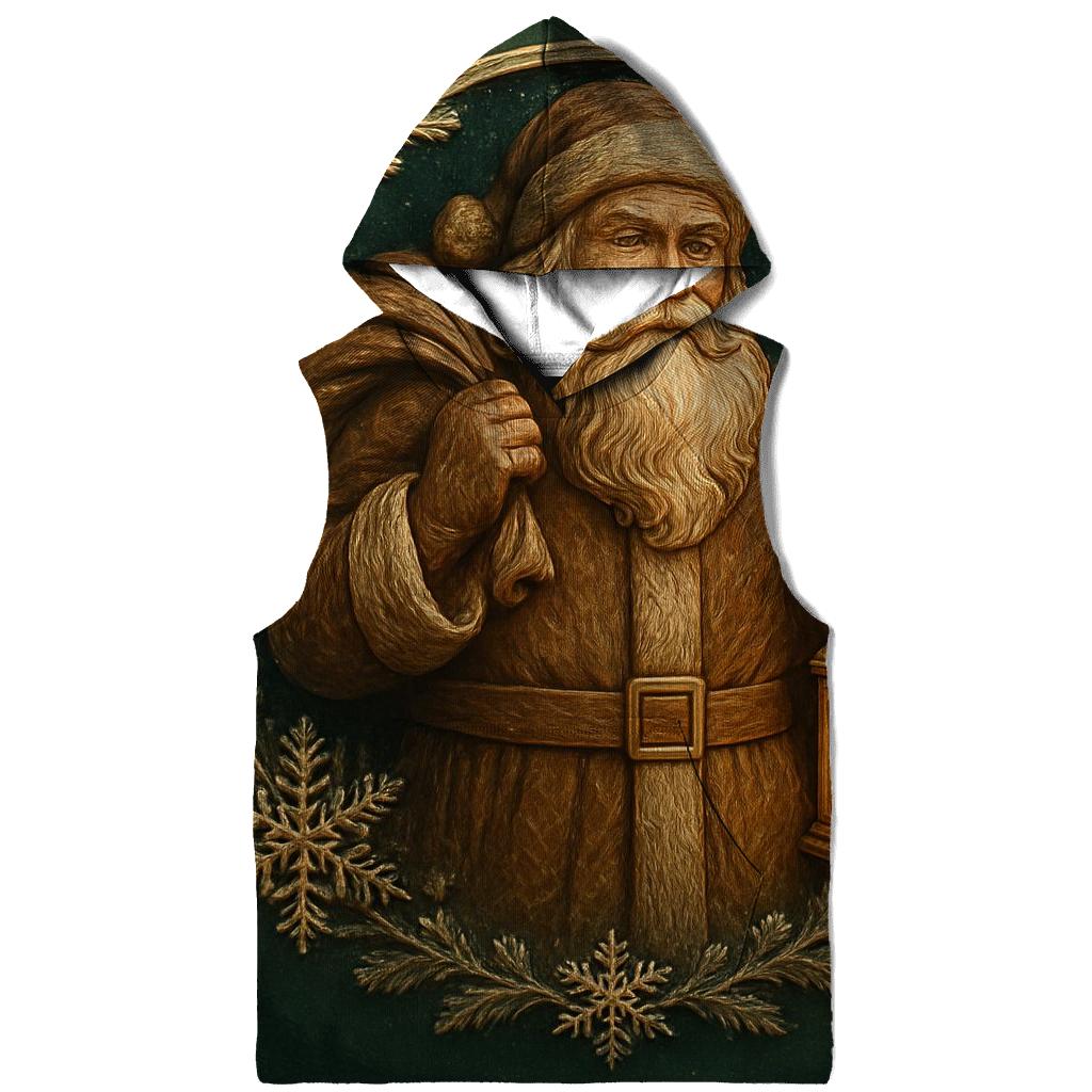 Wood Carved Santa Under Frosted Moon Halo hoodie styles