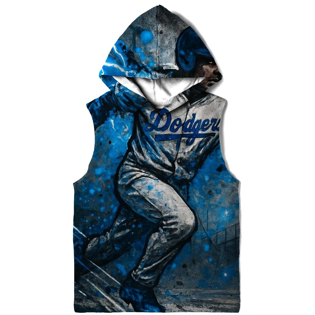 Graffiti Winged Runner Through Blue Lightning Basepaths printed hoodies