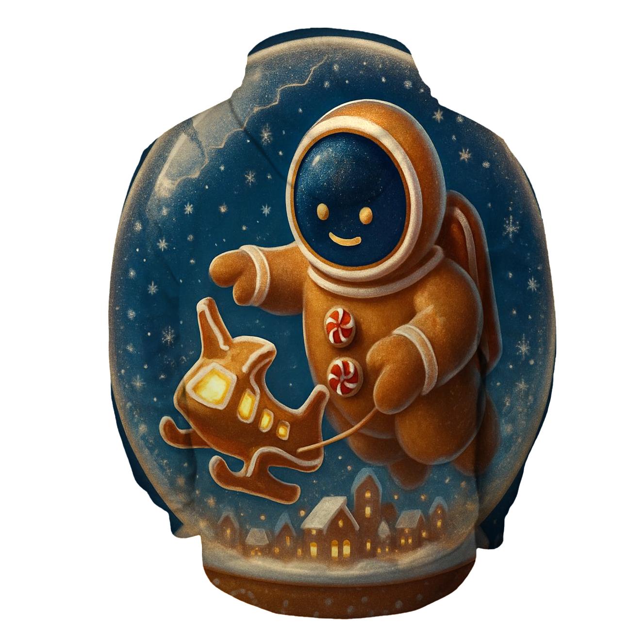 Gingerbread Spaceport Snowglobe Landing premium hoodies
