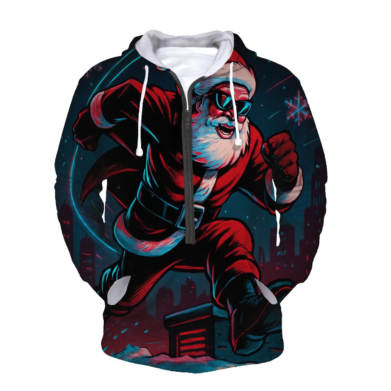 Neon Midnight Santa On The Rooftop Run pullover hoodies