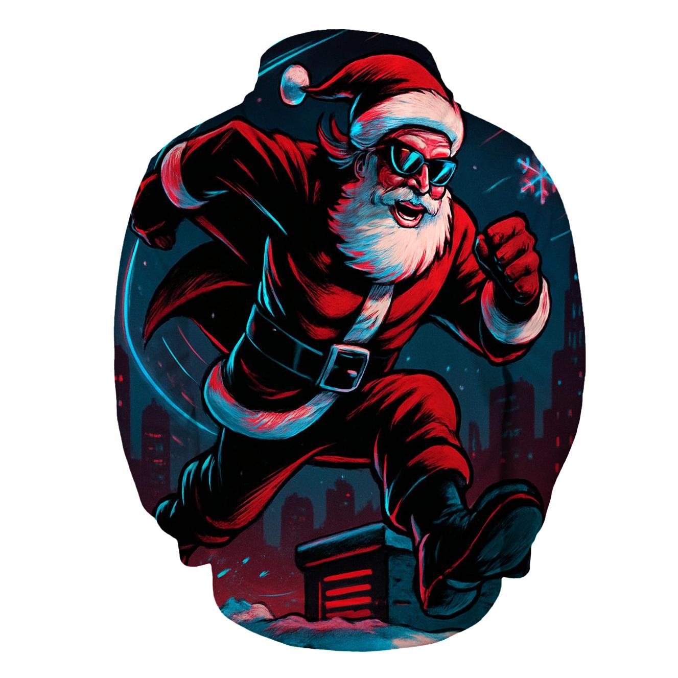 Neon Midnight Santa On The Rooftop Run pullover hoodies